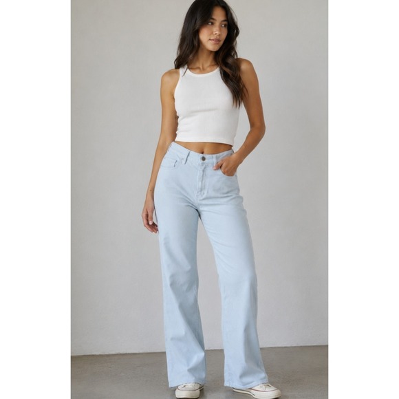 PacSun Denim - Pacsun High Rise Bootcut Jeans Womens 26 Light Blue Corduroy Pants 100% Cotton